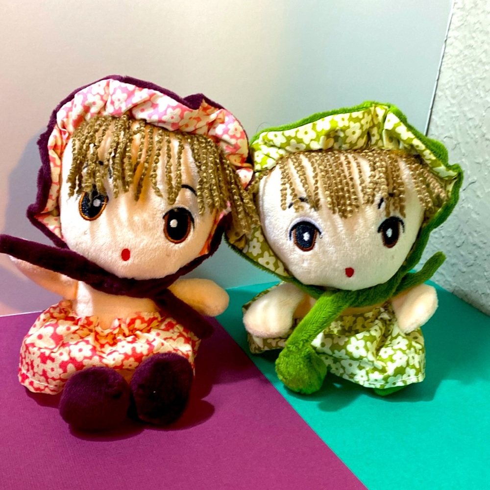 Lovely Flower Fairies Super Soft Velour Cloth Dolls Window Clings Set Of 2